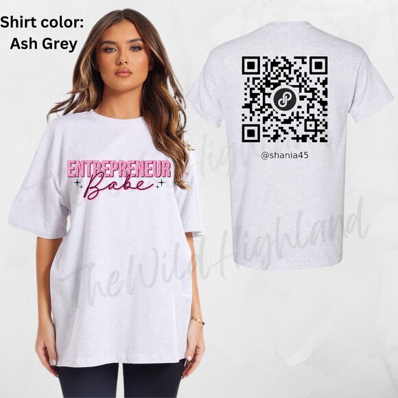 Entrepreneur Babe, with QR code Tshirt - Picture 1 of 4